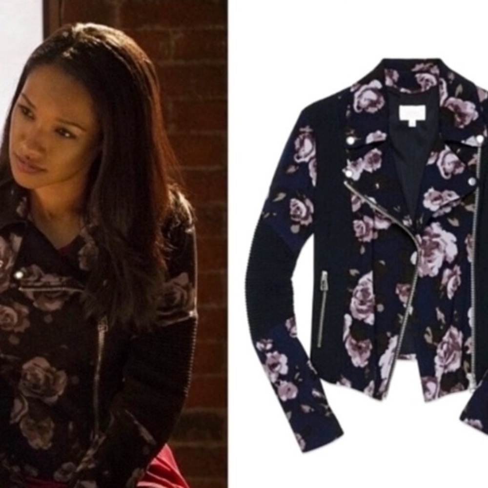 Aritzia Wilfred Montesson Dark Floral Motorcycle Biker Jacket Purple Size 0 - Picture 16 of 16